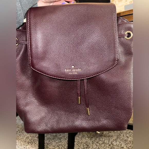 Kate Spade maroon back pack, gently used - Picture 4 of 7